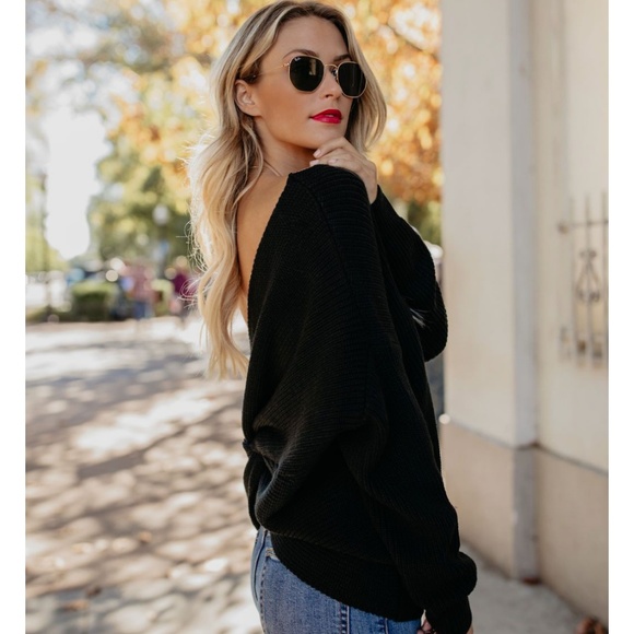 LENORA Twist Back Sweater in Classic Black - Picture 5 of 8